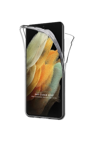 Teknomoda Samsung Uyumlu Galaxy S21 Ultra Kilif 360 Seffaf Ön Arka Koruma Silikon 498772521