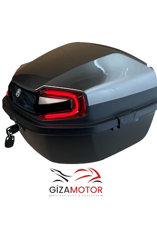 Işıklı + Sırt Dayamalı 33 Litre Motosiklet Çantası Koyu Gri
