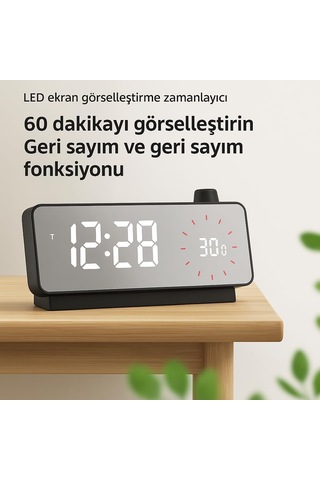 Aynalı Led Ekranlı Saat,elektronik Masaüstü Çalar Saat, Çift Dijital Çalar Saat, Başucu Ofisi Için Geri Sayıml Çok Renkli 21547610