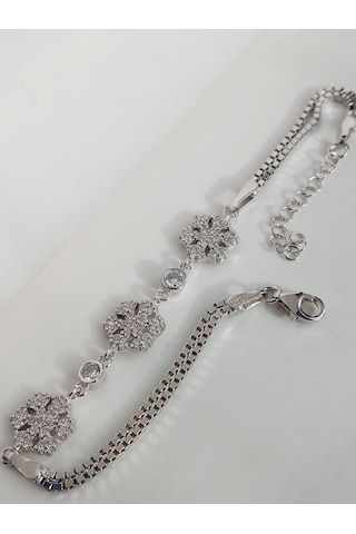 Keskin Gümüş Baget Üçlü Kar Tanesi Tasarım Kadın Bileklik Doğum Günü Hed