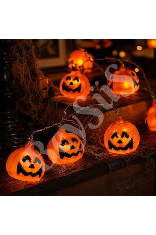 Beysüs Cadılar Bayramı Halloween Pilli Balkabağı Led 12 Li Turuncu