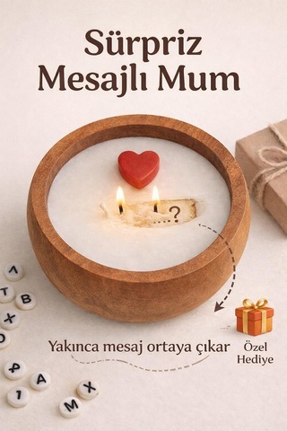 Gizli Mesajlı Mum Seni Seviyorum El Yapımı Soya Mum Ahşap Kasede, Çift Fitilli, Sevgiliye Hediye Seçeneği Çok Renkli