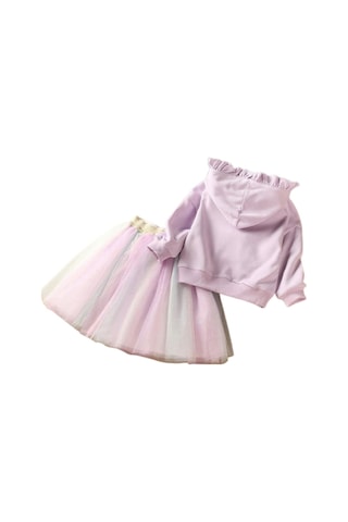 Unicorn Sweatshirt Ve Parlak Tul Tutu Etek Kombin Mor