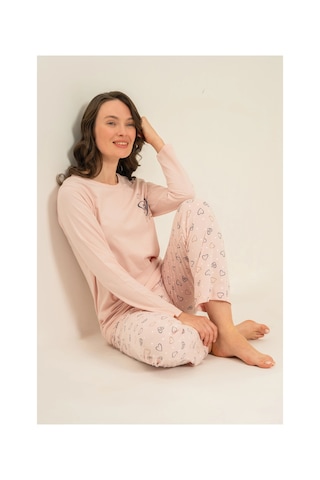 Angbutik Rolypoly Rp3902-s Kadın Uzun Kol Pijama Takım Pudra