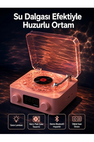 Retro Saatli Bluetooth Hoparlör Gece Lambalı Kristal Ses Kalitesi Yeni Nesil
