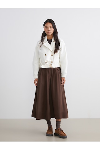 Lcw Modest Kahverengi Loose Fit Pileli Kloş Etek