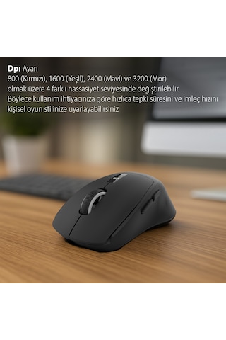 IWM-397T Kablosuz Mouse | 7D Sessiz Tuş 500mAh Şarjlı LED Gösterge Paneli 3200 DPI