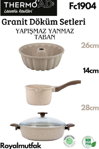 Thermoad 3'lü Vizon Set (Sosluk&Sütlük-Kek Kalıbı-28 CM Karnıyarık Tenceresi)