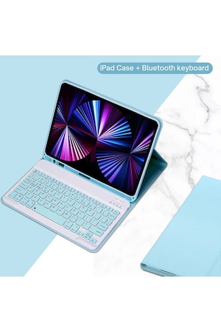 Samsung Galaxy Tab A8 Sm-x200 10.5 Inç Tablet Uyumlu Bluetooth Klavyeli Kılıf Türkçe Klavye Kılıf