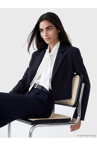 Lcw Vision Lacivert Kadın Crop Blazer Ceket