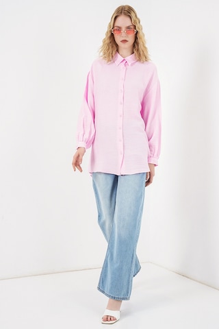 Bigdart Kadın Dokulu Oversize Tunik 5989 - Pembe