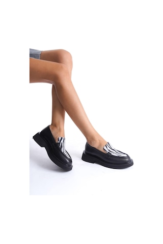 Mubiano Hakiki Deri Collection Kadın Zebra Detaylı Kalın Taban Loafer Zebra/siyah - Mcrgn7010 - Szbr Siyah/zebra