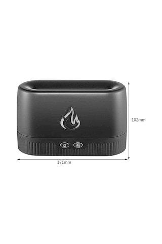 Ultrasonic Hava Nemlendirici Buhar Makinesi Alev Efektli 3d Aroma Difüzör Siyah