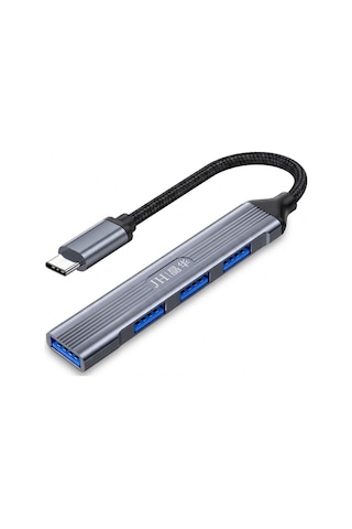 Type-c 4 Port Usb Hub Çoklayıcı, 1 Usb 3.0 Ve 3 Usb 2.0 Girişli Otg Adaptör, Klavye Mouse Usb Bellek Harici Disk Uyumlu, Alüminyum Gövde, Mac Windows Linux N613