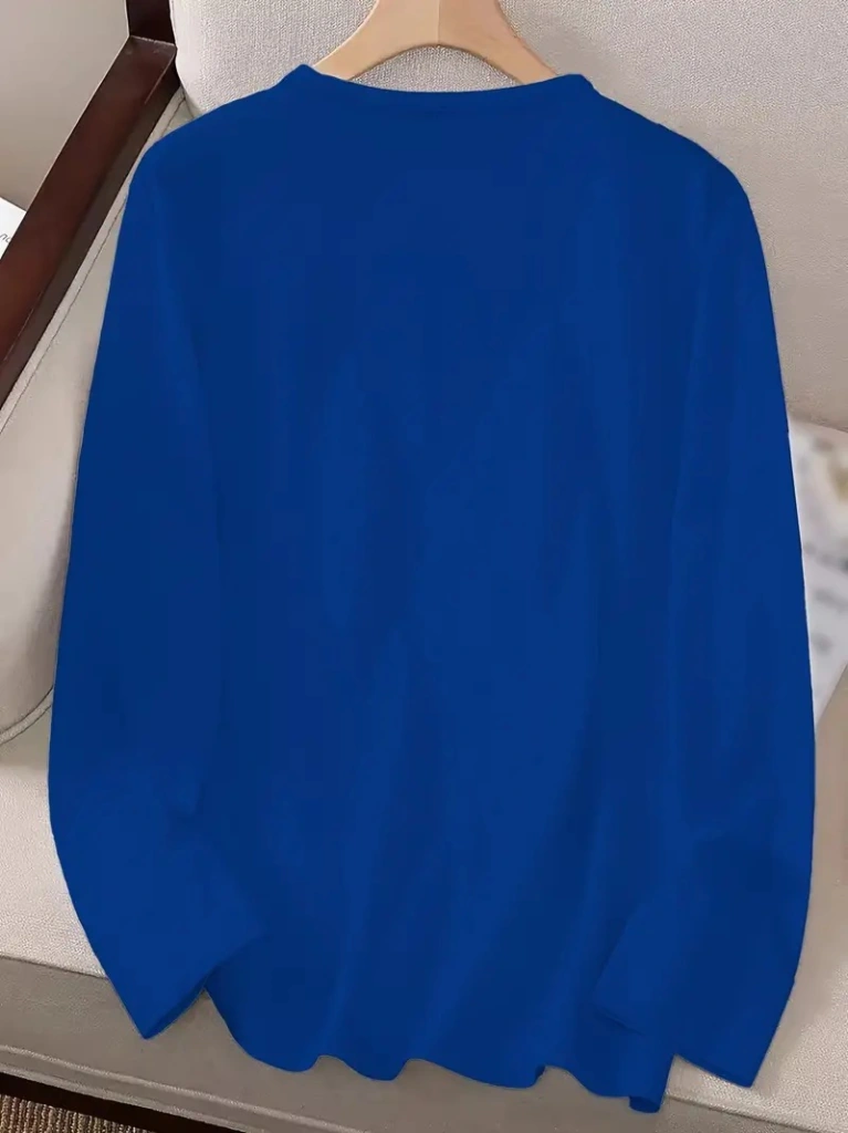 Periliçekeçe Kadın Uzun Kollu Bisiklet Yaka Ayçiçeği Desenli Viskon Bluz Mavi
