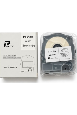 Lm-tp512w / Pt-512w Etiket Bant Kaseti Max Letawın Uyumlu 12mm X 16m Beyaz