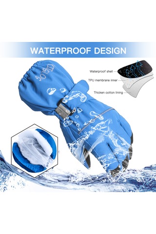 Geeksen Kış Çocukları Parmaklı Isı Saçan Eldiveni - Pembe - 12-14 Yaş L - Su Geçirmez - Kayak, Snowboard İçin Gül