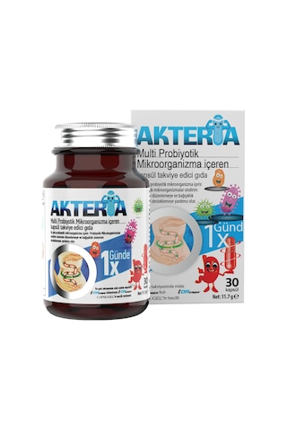 Akteria 23 Farklı Probiyotik Mikroorganizma İçeren Takviye Edici Gıda 30 Enterik Kapsül