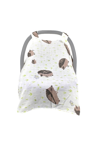 Yifomall Muslin Pamuk Bebek Araba Koltuğu Gölgeleyici: İki Katlı Nefesli, Güneşten Koruyucu, 114x90cm Köpekbalığı/ananas/varyant Renkler