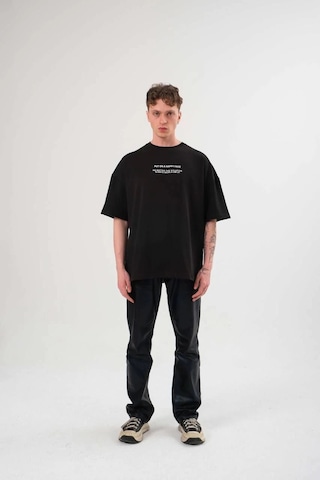 Wear Vexel Kadın Baskılı T-shirt Kısa Kol Bisiklet Yaka Oversize Rahat Kalıp Günlük Tişört - Siyah Çok Renkli