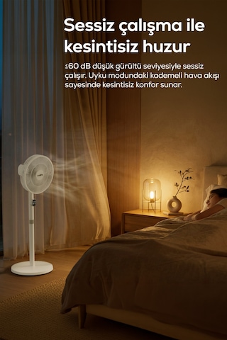 Ayaklı Vantilatör 23w, 24 Kademe, Kumandalı, Otomatik Salınım, Boy Ayarlı V0402102