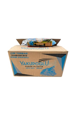 Yener Mavi Orta Boy Çöp Torbası Poşeti 2 Kat 55 x 60 CM 50 x 20'li