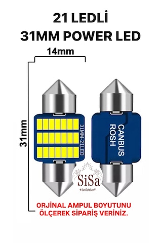 31mm Sofit Led C5w Canbus Tavan Plaka Ampul 1 Takım