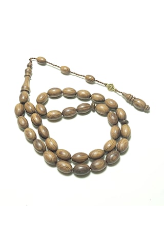 Sandal Ağacı Tesbih Yumurta 8,5x13. Kahverengi - Siyah