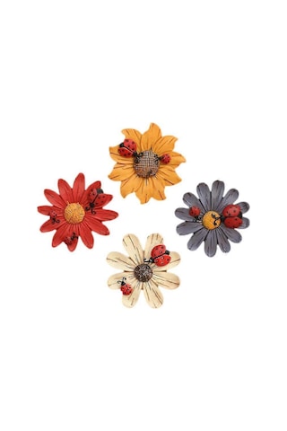 4 Adet Çiçekli Buzdolabı Mıknatısı Buzdolabı Çıkartmaları Güzel Çiçekler Reçine Çıkartmaları Renkli Bahçe Çit Kapı Duvar Çıkartmaları Rastgele Stil Diğer