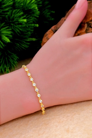 Silvera Telkari Su Yolu Gümüş Bileklik Altın Rengi Kadın Suyolu Gümüş Bileklik 925 Ayar St372 Altın Kaplama