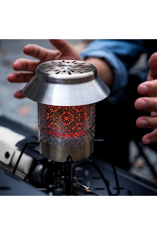 Açık Hava Isıtıcısı Taşınabilir Kamp Gazlı Ocak Isıtıcısı Paslanmaz Çe Gümüş