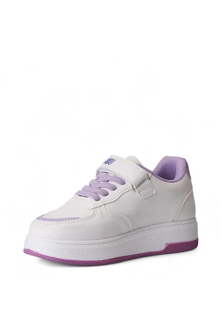 Zacoz Labubu Baskılı Simli Kız Çocuk Spor Ayakkabısı, Sneaker Beyaz - Lila