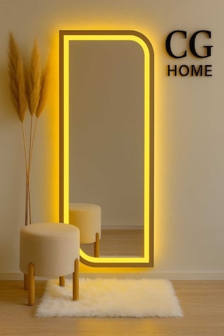 Ledli Ayna, Lazer Kumlamalı, Dekoratif Ayna, Duvar Aynası, Konsol Aynası, Holl Aynası, Günışığı Led 120 X 50 Gümüş