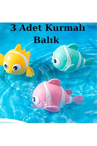 Kurmalı Balık Bebek Banyo Havuz Deniz Oyuncağı 3 Adet