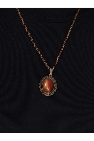 Doğal Taş Yemen Akik Doğal Taşlı Kadın Doğal Taş Otantik Kolye Euk27byma Turuncu