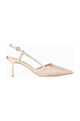 Nicoli Joel 75 Kristal Slingback Topuklu Ayakkabı, Işıltılı Mesh Tasarım Acı Kahverengi