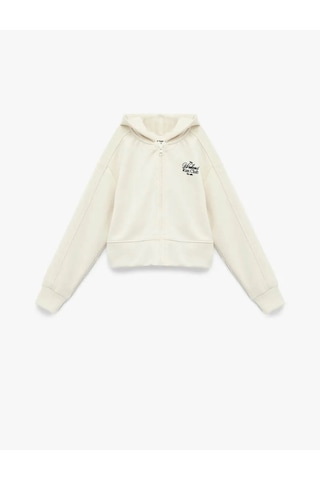 Koton Fermuarlı Kapşonlu Ekru Kız Çocuk Sweatshirt 6wkg10281ak Ekru