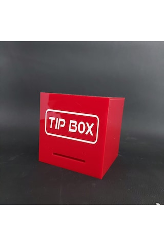 Kilitli Pleksi Masa Üstü Tip Box Bahşiş Kutusu Kırmızı 14x14xh13 Cm 1