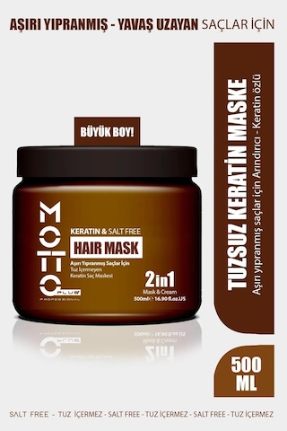 Motto Plus Professional Yavaş Uzayan - Aşırı Yıpranmış Saçlar İçin Tuz İçermeyen Keratin Maskesi 500ml