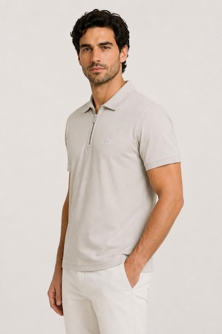 Alexander Gardi Kısa Kollu Fermuarlı Polo T-shirt Bej