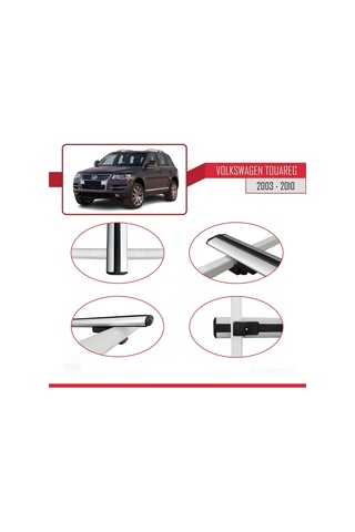 Volkswagen Touareg 2003-2010 Arası İle Uyumlu Basic Model Ara Atkı Tavan Barı Gri 3 Adet