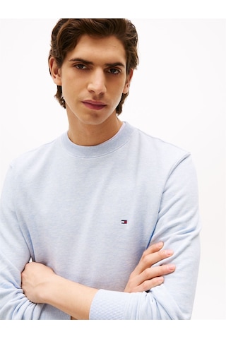 Tommy Hilfiger Essentıal Terry Crewneck Erkek Mavi Sweatshirt - Mw0mw37237