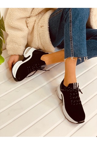 Erva'nın Butiği Siyah Triko Veni Kadın Sneakers-2648