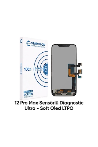 Starozon - Apple iPhone Uyumlu 12 Pro Max Sensörlü Diagnostic Ultra-soft Ekran Panel