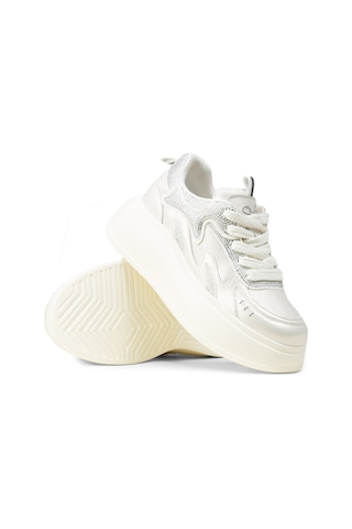 Deery Kadın Beyaz Taş Detaylı Platform Sneaker - 26424zbyzp01 Beyaz