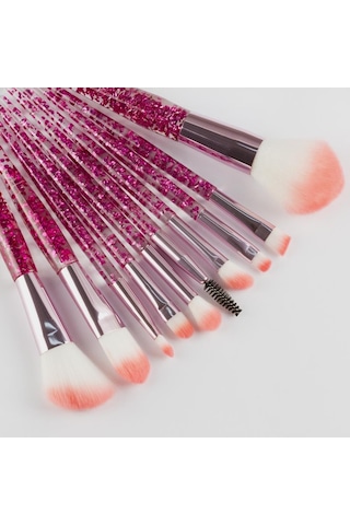 Fontenay Profesyonel Pembe Simli Makyaj Fırça Seti 10'lu