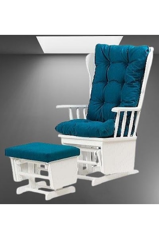 Sandalye Zus301 Model 90477 Mama Puflu Sallanan Ahşap Lake Beyaz Ayak El Yapım