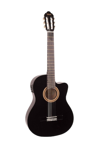 Valencia Vc104tcebk Elektro Klasik Gitar Cutaway Siyah Kesik Kasa - Ekolayzırlı - Sap Çelikli