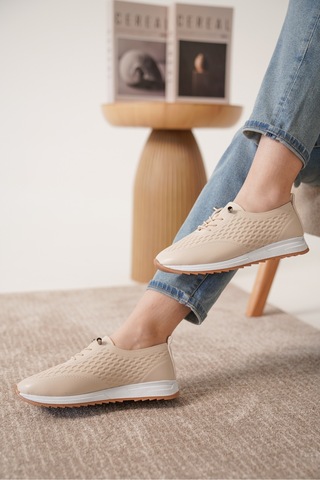 Daxtors D0155 Günlük Ortopedik Kadın Sneaker Spor Ayakkabı Bej