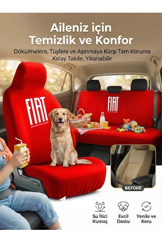 Fiat / Tofaş Tempra İle Uyumlu Oto Koltuk Kılıfı Sade Set Kirmizi Renk Koltuk Kılıfı Kırmızı